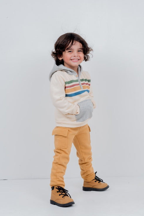 Hooded Cargo Fleece Suit (Mustard/Off-White)